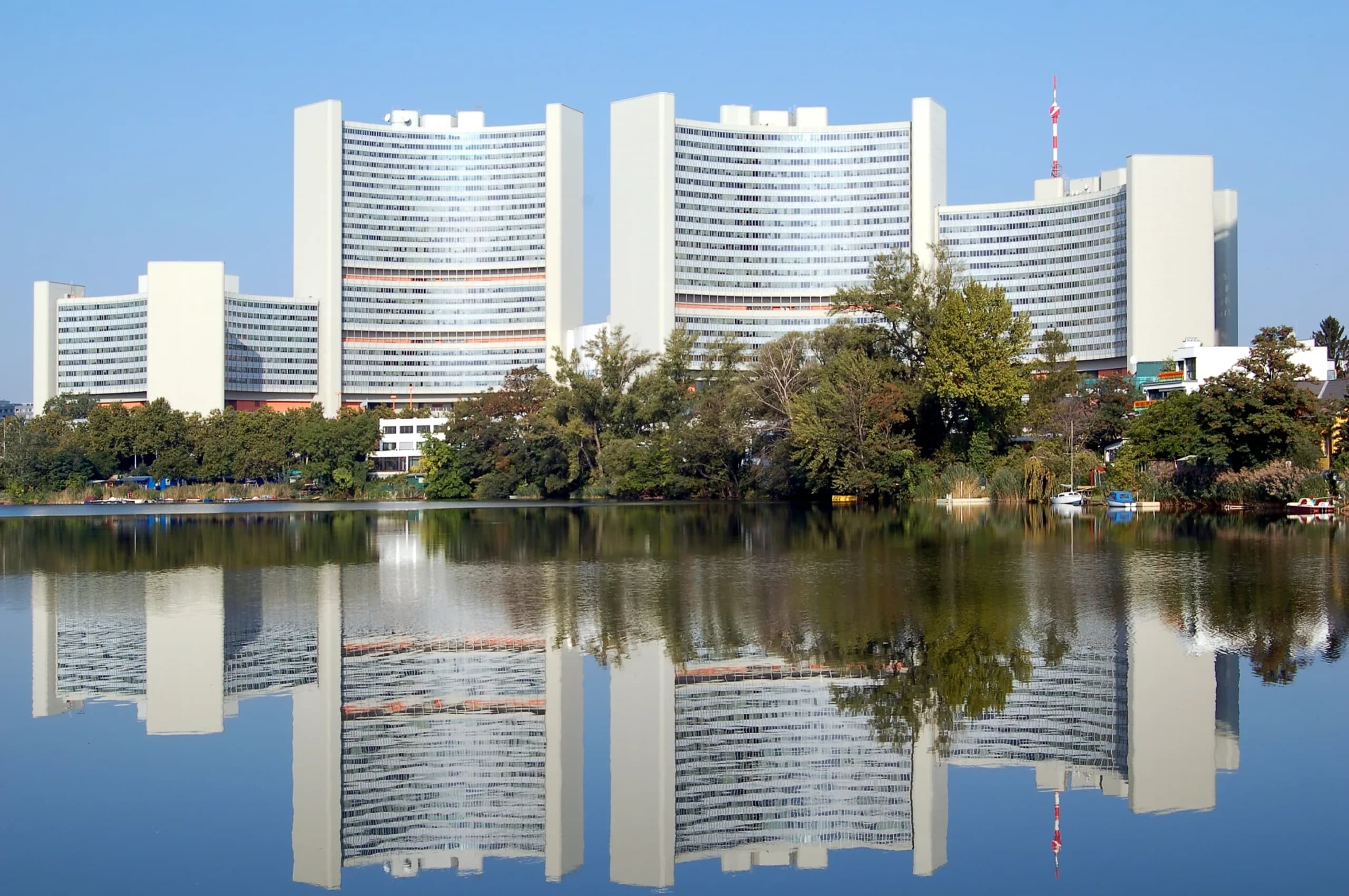 The Vienna International Centre (UNO City) on the Danube in Vienna